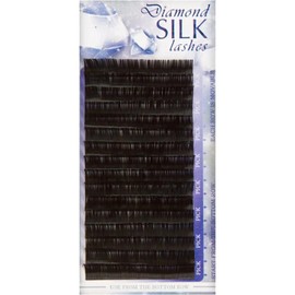 Diamond Silk Eyelash Extensions | Single Strand on the Tray | Soft Flexible Synthetic Mink | Approx 4000 Lashes per Tray | B Curl 0.15mm Thickness | 8 to 15mm Length Options | Black 15mm 0.15mm