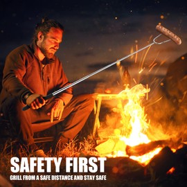 DIKER Barbecue Skewers Telescopic Marshmallow Stick Bread Sticks Roasting Sticks Kebab Skewers, Campfire Skewers, Stainless Steel Extendable, Barbecue Stick, Barbecue Cutlery Set for Camping Grill (10