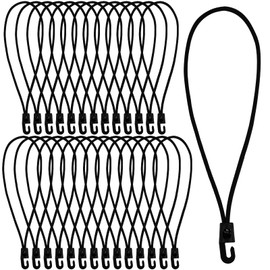 wonkeken Pack of 30 Elastic Straps with Hooks, Expander with Hooks, 25 cm, Multifunctional Tarpaulin Tensioner, Rubber Tensioner with Hooks, Black for Tarpaulin, Tent, Net, Camping, Trailer Tarpaulin