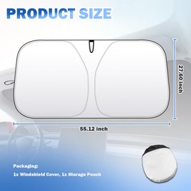 55.12 * 27.56" Car Windshield Cover with Storage Pouch,Foldable 210T Car Sun Shade Windshields for Cars Interior Protection,Universal Windshield Sun Shade for Small Cars (M (55.12 * 27.56 inch))