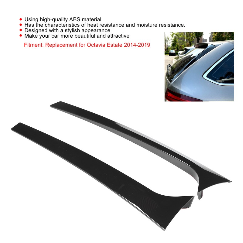 2PCS Rear Window Side Trim Gloss Black ABS Replacement for
