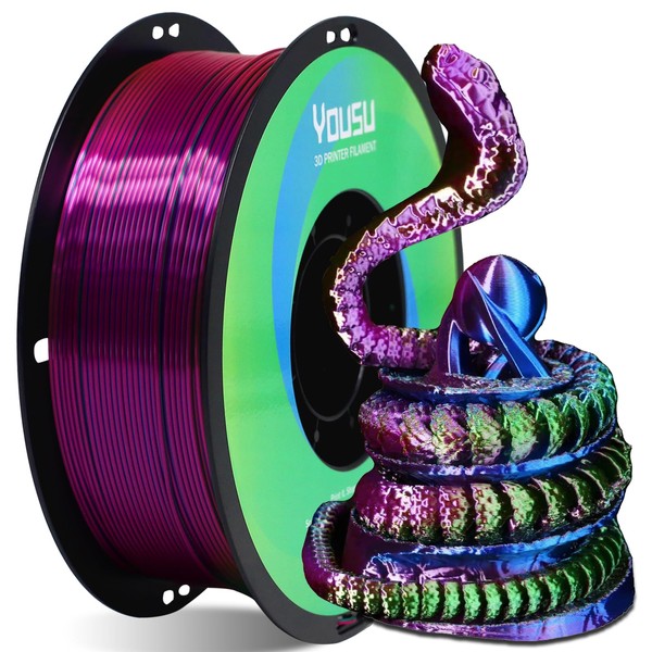 YOUSU Tri Color PLA 3D Printer Filament 1.75mm, Coextrusion Rainbow