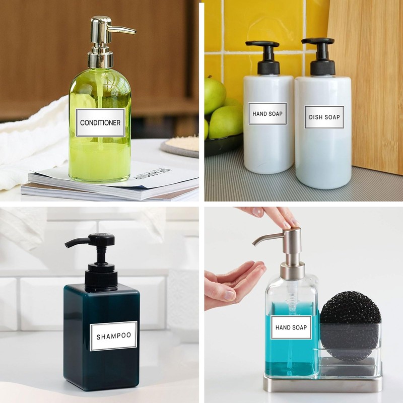 HVSWLY Waterproof Labels for Organizing, 48PCS Soap Dispenser Bottles Label