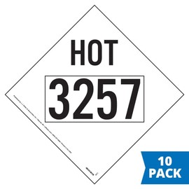 3257 Elevated Temperature Liquid Hot Marking Placard, 10.75" x 10.75" Polycoated Tagboard for Temporary Applications, DOT Hazmat Compliant, 10 Pack, J. J. Keller & Associates, Inc.