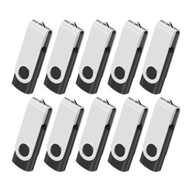 1GB USB Flash Drive 10pcs USB 2.0 Flash Drive Memory Stick Flash Drive Memory Rotating for Laptop/PC/Car (Black)