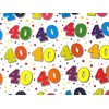 40th Birthday Wrapping Paper, 2 Sheets and 1 Matching Tag