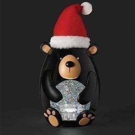 Christmas by Roman Inc., Confetti Lites Collection, 9" H LED Swirl Confetti Light Black Bear with, Lantern, Snow Globe, Holiday Home Décor, Santa, Cardinal, Nutcracker, Snowman, Reindeer (5x5x9)