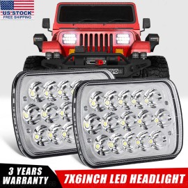Unbranded Pair 5x7" 7x6" LED Headlights For Jeep 84-2001 Cherokee XJ For 86-1995 Wrangler