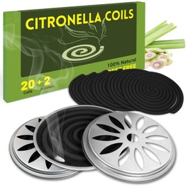 SCENTORINI Citronella Coils, Lemongrass Essential Oils, Long Lasting Fragrance, Citronella Incense Coils for Home, Outdoor, Indoor, Garden, Patio, Camping - 20 Coils