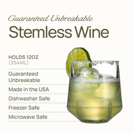 Drinique Unbreakable Stemless Wine Glasses - Set of 4 - Made in USA 12 oz Tritan Unbreakable Plastic Wine Glasses, Reusable for Indoor or Outdoor Use, BPA Free & Shatterproof, Purple