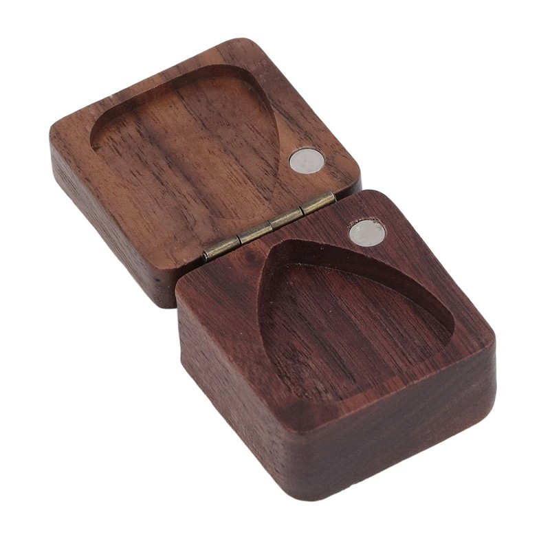Guitar Picks Box Portable Multifunctional Wooden Guitar Picks Case Storage