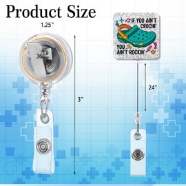 PUVOXHO You Ain't Rockin Funny Slipper Glitter Badge Reel, Retractable Badge Holder with Alligator Clip for Doctor Nurse Coworker Teacher Student, Christmas Birthday Gift for RN ER Medical Worker