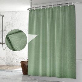 KTMOUW Cortina de Baño 180×180CM 100% Poliéster Con Membrana Impermeable, Antimoho Para Hogar y Hotel - Verde