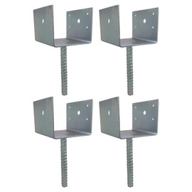 U Shaped 6x6 Deck Post Concrete Anchor Spike, Fence Post Base, Zinc Plated (4 Pack)