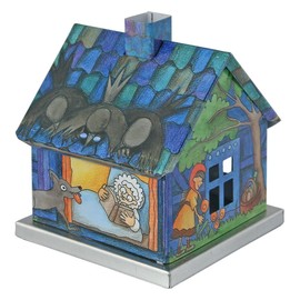 KNOX - Metal Fairy Tale House Incense Holder for Incense Cones Size M - Red Riding Hood Motif - Dimensions: Approx. 6 x 6 x 7 cm