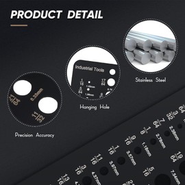 29 Hole Drill Gauge, Dual Measurement Scale, Quick and Easy Identification, 1/16 to 1/2in with Hanging Hole for Old Unmarked Bits