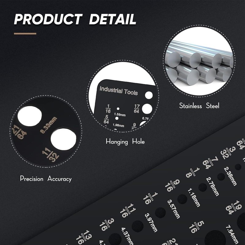 29 Hole Drill Gauge, Dual Measurement Scale, Quick and Easy