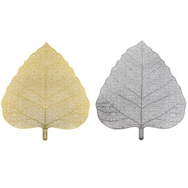 AYLIFU 2 PCS Tea Leaf Strainer Bodhi Leaf Shape Tea Strainer Stainless Steel Reusable Leaf Tea Separator Brewing Tools (Gold, Silver)