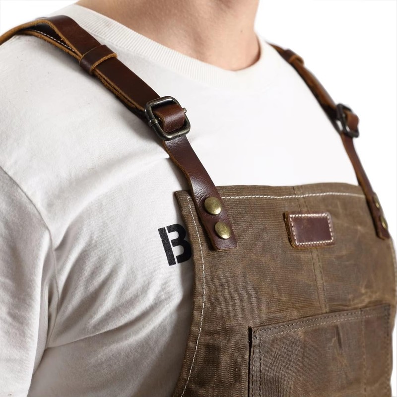 Midkit Waxed Canvas Apron for Woodworkers Carpenters Work Apron with