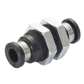 Nippon Pisco (PISCO) One-touch Fitting (Tube Fitting), Partition Wall Union, Applicable Tube Size: 0.2 inches (6 mm) PM6