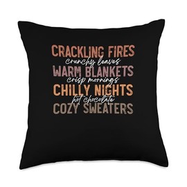 Crackling Fires Warm Blankets Fall Vibes Autumn Thanksgiving Throw Pillow