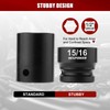 MIXPOWER 1/2" Drive Stubby Impact Socket,CR-MO,15/16",6-Point,SAE,Radius Corner Design, Axle Nut
