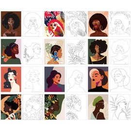 12 Sheets Pre Drawn Canvas for Adults Kids, 8x10 Inch No-frame Drawn Canvas for Painting Pre Printed Canvas for Painting Sip and Paint Canvas Kit for Adults Birthday Parties