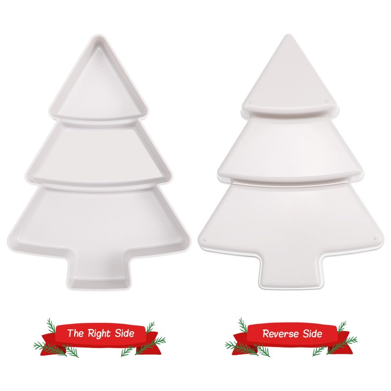 Angoily 2Pcs Christmas Tree Shaped Dish Plate, Christmas Tree Plates