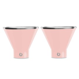SNOWFOX Premium Vacuum Insulated Stainless Steel Martini Glass, Set of 2, Martinis Stay Icy Cold, Stemless Cocktail Glasses, Elegant Home Entertaining, Bold Beautiful Barware Set, 8 oz, Light Pink