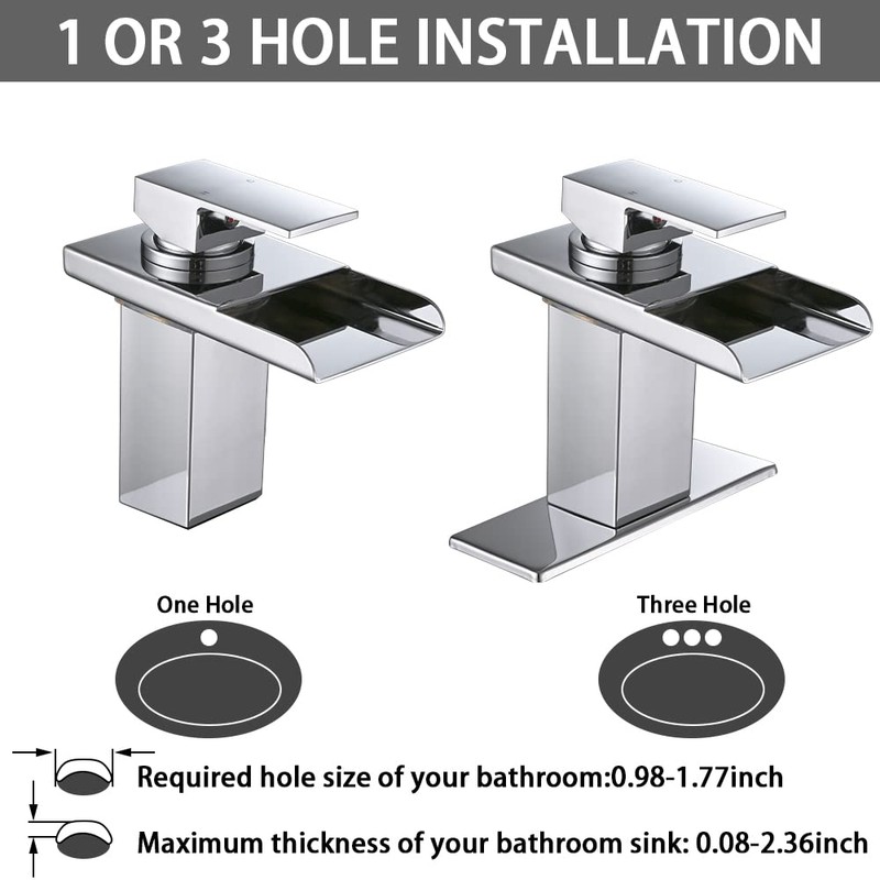 AVSIILE LED Bathroom Sink Faucet, Brushed Nickel Waterfall Single Hole