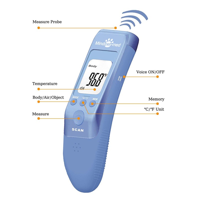 Mindpet-med Non-Contact Pet Thermometer for Dogs, Classic, Fast Clinical, 3