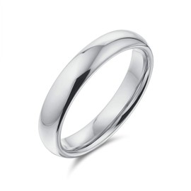 Unisex Simple Traditional Couples .925 Sterling Silver Dome Wedding Band Ring For Women Men 4MM Comfort Fit
