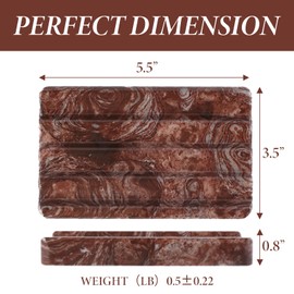 Koville Natural Marble Soap Dish for Shower, Red Marble Soap Tray for Bathroom, Bar Soap Holder for Sink, Stripe Grooves Saver Stone Soap Dish Keep Soap Bars Dry Easy Clean(Red Storm)