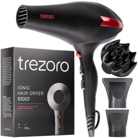 TREZORO Professional Blow Dryer – Ionic Hair Dryer 2000W with Diffuser for Salon & Personal Use – Powerful, Fast & Quiet Drying for Curly Hair, Unwanted Frizz – Design for Travel – 8.2ft Cord