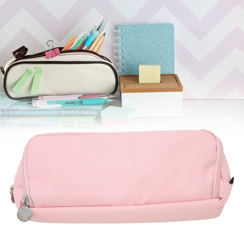 Pen Pencil Case 3 Compartments Canvas Portable Large Capacity Pencil