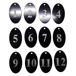 Sourcemall Aluminum Alloy Numbered Tags with Key Ring (Black, 1-50)