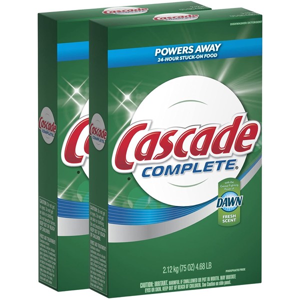 Cascade Complete Powder All-in-1 Dishwasher Detergent - 75 oz - Fresh - 2 pk