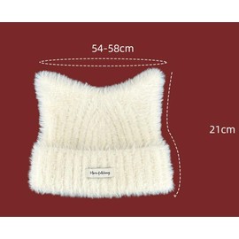 Women Winter Y2K Cute Cat Ears Hats Slouchy Plush Knitted Beanie Snow Ski Hat Fuzzy Warm Crochet Skull Cap 2024