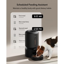 PETLIBRO Automatic Cat Feeder, Automatic Dog Food Dispenser with Freshness Preservation, 5L Timed Pet Feeders for Dry Food, Up to 6 Meals Per Day, Granary 5L Basic Button Type Black