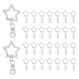 sourcing map 40 Pcs Metal Spring Snap Keychain Clip, Star Shaped Swivel Snap Clasp Key Ring Clips with Chain Hanging Buckle and Open Jump Ring for DIY Crafts Bag Decoration, Silver