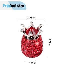 4PCS Crown Car Tire Valve Stem Caps, Crystal Rhinestone Car Wheel Tire Valve Caps, Dustproof & Leakproof Car Stem Air Caps Cover, Universal Bling Car Exterior Accessories for Most Vehicles (Red)