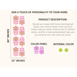 Groovy Daisy Delight: Retro 60s 70s Geometric Flower Pattern Wall Decal | Mid-Century Modern Home Decor | 80 x 22 Inches | Peel and Stick