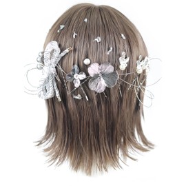 [Handmade by NANA] Hair Ornament, Metal Silver Flower, String Ribbon, Water Hiki Hair Ornament, Silver Foil, Graduation Ceremony, Kindergarten Entrance Ceremony, Summer Festival, Fireworks, Yukata,
