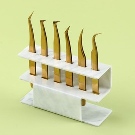 LIXIMMAZN Acrylic Tweezers Holder, 6 Holes Tweezers Stand Display Organizer for Eyelash Extension Supplies Accessories Grafting Beauty Tools (6 Holes Marble White)