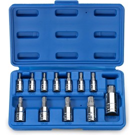 Neiko 10086A Standard Torx Plus Bit Socket Set | 12 Piece | TP8 – TP60 | 6 Point Star | Cr-V and S2 Steel | High Impact ABS Blow Molded Case, clear