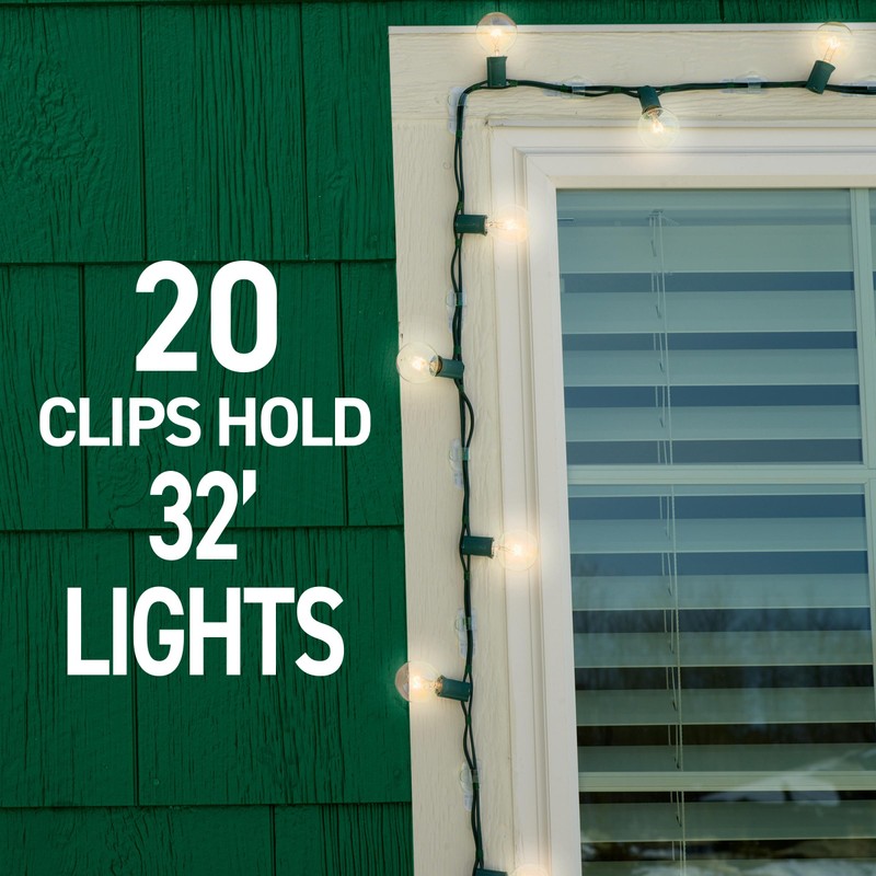 Command Outdoor Light Clips, 20 Clear Clips and 24 Command