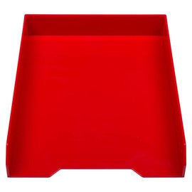 JAM PAPER Stackable Paper Trays - Red - Desktop Document, Letter, & File Organizer Tray - 2/Pack
