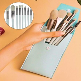 Portable All-in-One Cosmetic Makeup Brush Set for Travel (Blush Included) Ah Blue 6ea