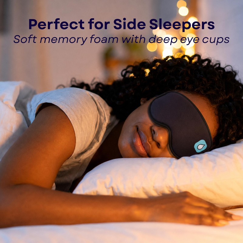 Revive Float Sleep Mask, 100% Blackout, Soft Contoured Foam, Black,