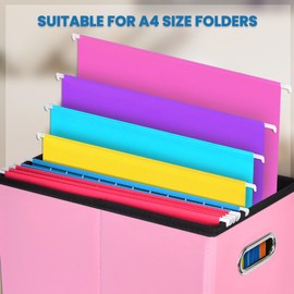 Umtiti A4-Size File Organizer Box（Folders not included. File Folder Storage, Durable Hanging Lidless File Box for Office/Decor/Home,Pink.XS
